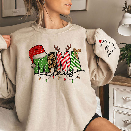 Personalisiertes Mama Claus Sweatshirt mit den Namen der Kinder – Weihnachtsgeschenk für Mama