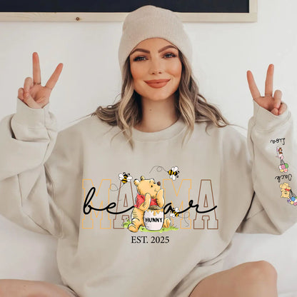 Personalisiertes Mama-Bär Sweatshirt mit Kindernamen am Ärmel – Geschenk für Mama