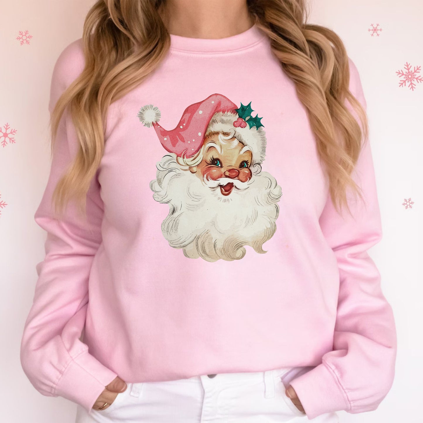 Rosa Santa Retro Weihnachts Hoodies und Sweatshirts für Frauen - Weihnachtsgeschenk