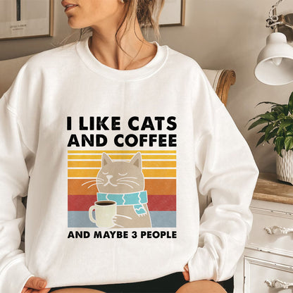 Ich mag Katzen und Kaffee Shirt - Retro Kaffee Katzen T-Shirt