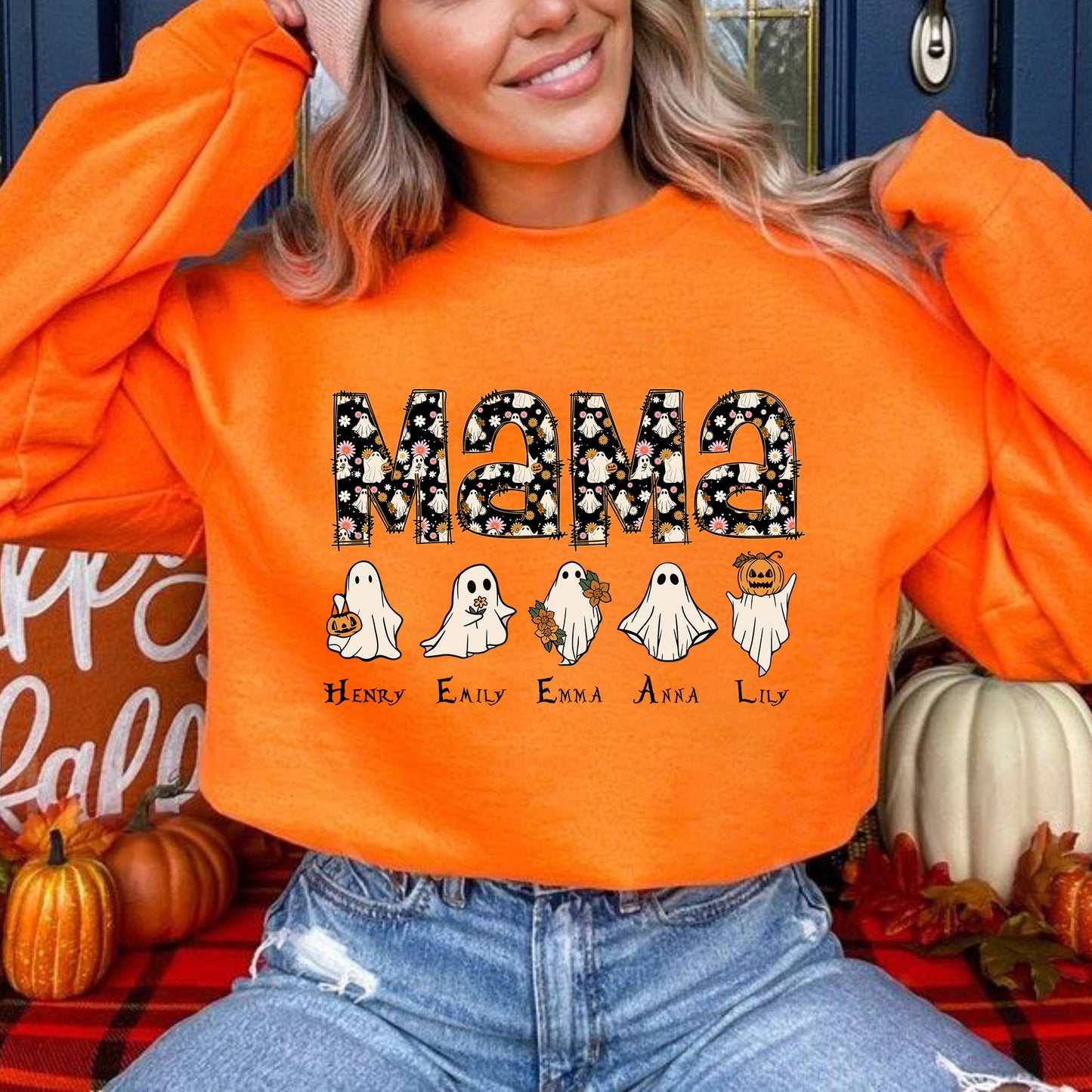 Personalisiertes Halloween Mama Shirt - Halloween Geschenk für Mama, Halloween Mama Shirt mit Namen der Kinder