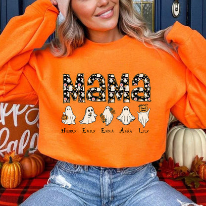 Personalisiertes Halloween Mama Shirt - Halloween Geschenk für Mama, Halloween Mama Shirt mit Namen der Kinder