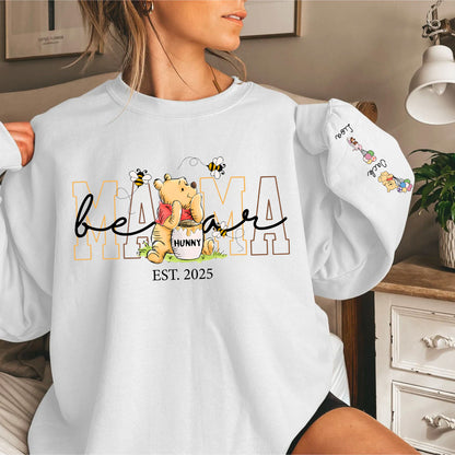 Personalisiertes Mama-Bär Sweatshirt mit Kindernamen am Ärmel – Geschenk für Mama