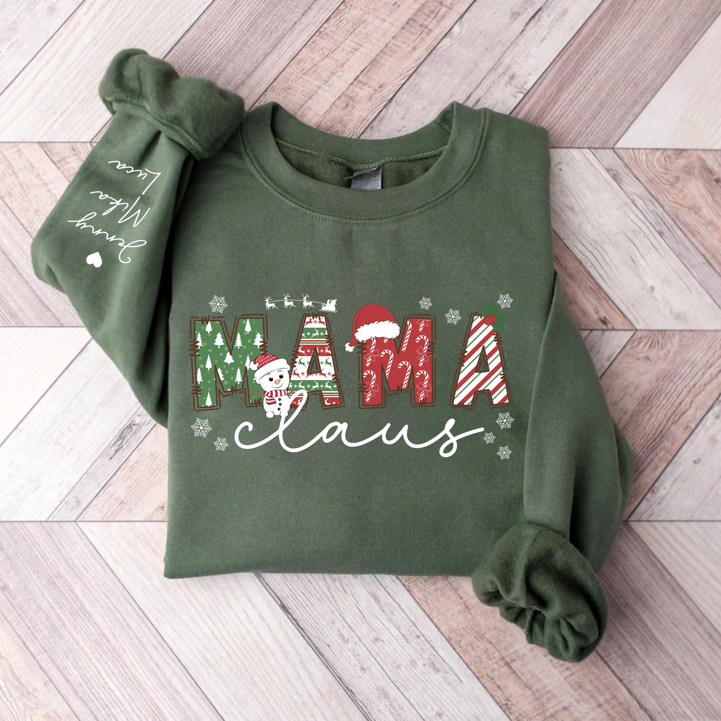 Personalisiertes Mama Claus Sweatshirt mit den Namen der Kinder - Weihnachtsgeschenk für Mama