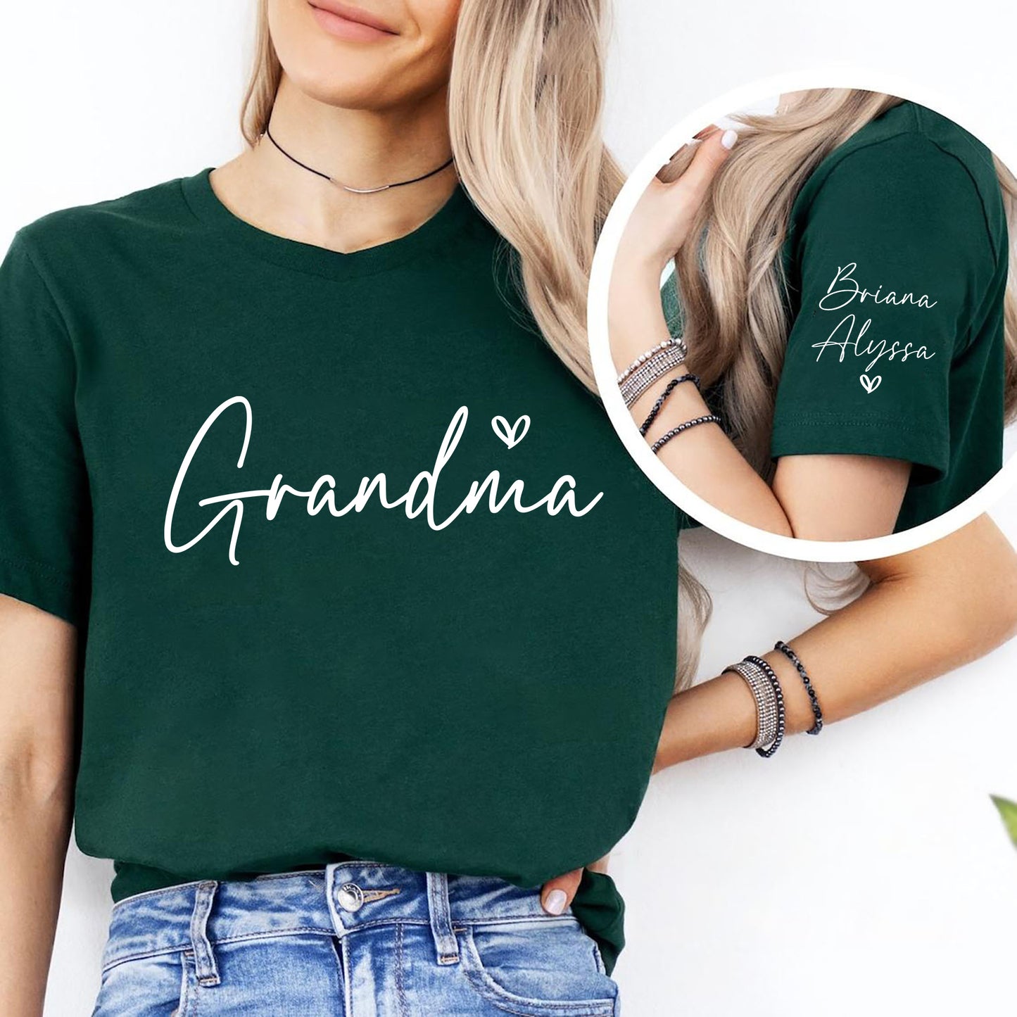 Personalisiertes Oma Shirt mit Kindernamen auf dem Ärmel - Oma Geschenk