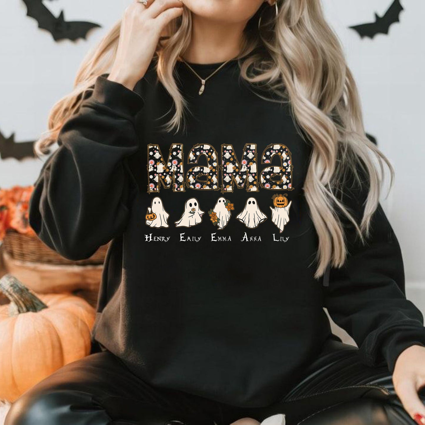 Personalisiertes Halloween Mama Shirt - Halloween Geschenk für Mama, Halloween Mama Shirt mit Namen der Kinder