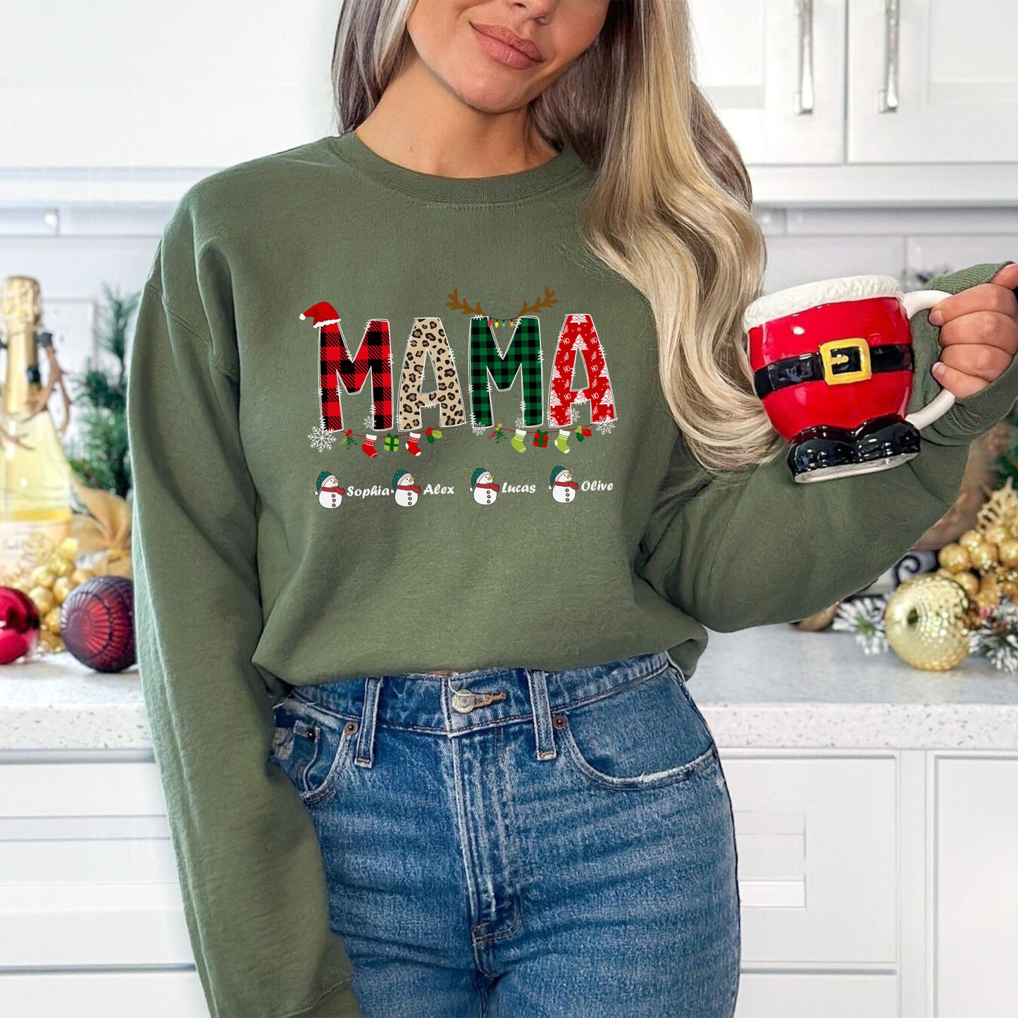 Personalisiertes Mama Sweatshirt mit Namen - Weihnachtsgeschenk für Mama