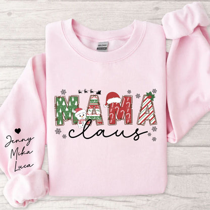 Personalisiertes Mama Claus Sweatshirt mit den Namen der Kinder - Weihnachtsgeschenk für Mama