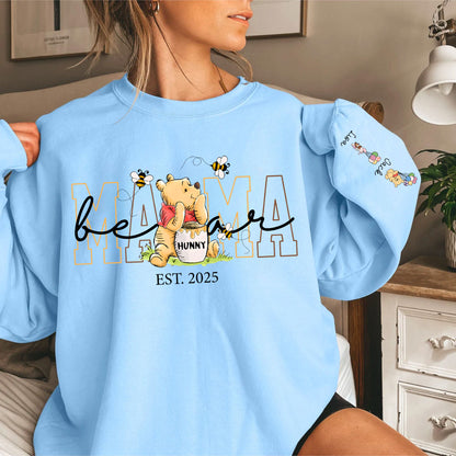 Personalisiertes Mama-Bär Sweatshirt mit Kindernamen am Ärmel – Geschenk für Mama