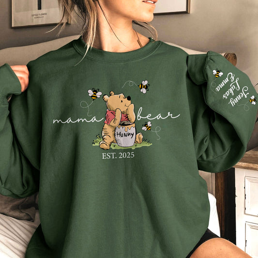 Personalisiertes Mama-Bär Sweatshirt, Mama Est mit Namen der Kinder auf dem Ärmel, Geschenk für Mama
