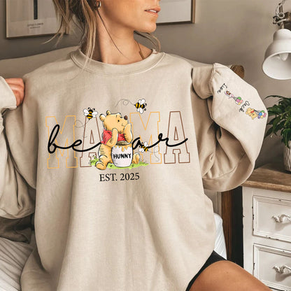 Personalisiertes Mama-Bär Sweatshirt mit Kindernamen am Ärmel – Geschenk für Mama