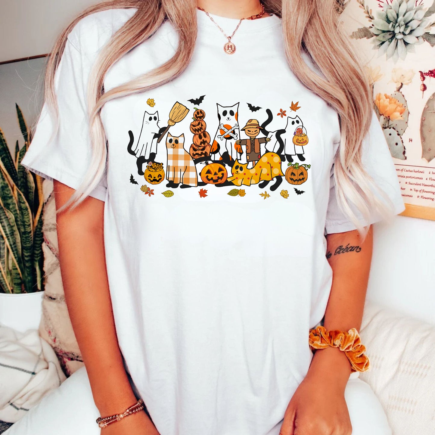 Schwarzes Katzen Halloween Shirt - Geschenk für Katzenliebhaber, Lustiges Halloween Katzen Sweatshirt