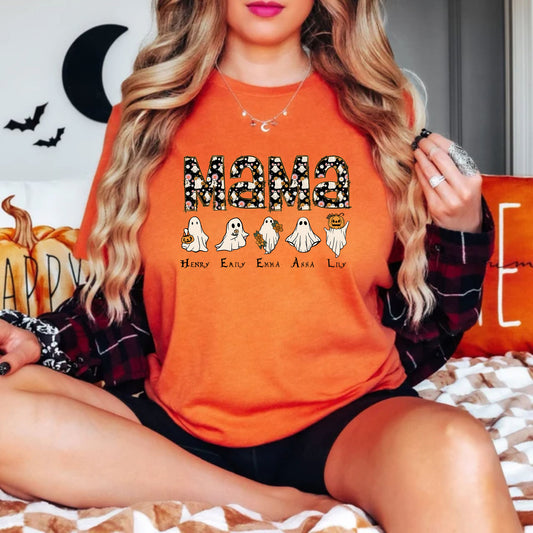 Personalisiertes Halloween Mama Shirt - Halloween Geschenk für Mama, Halloween Mama Shirt mit Namen der Kinder