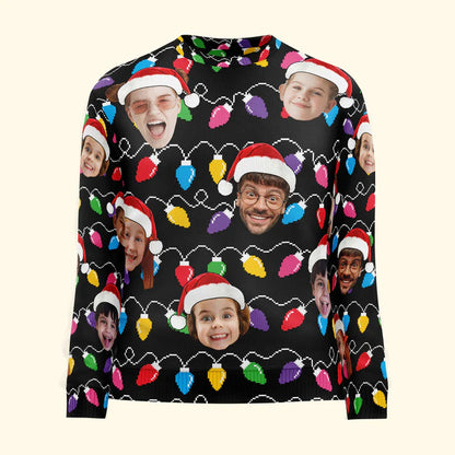 Personalisierter Weihnachtsfamilienpullover mit lustigen LED-Lichtern - Hässlicher Pullover mit eigenem Foto