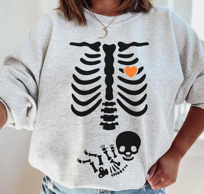 Skelett Halloween Umstandspullover - Geschenk für Mama