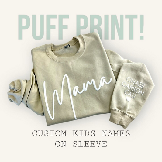 Mama 3D-Puffdruck Sweatshirt - Muttertagsliebe mit Kindernamen