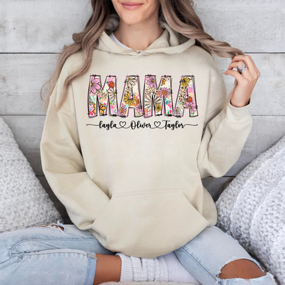 Custom Floral Mom Embrace – Personalized with Children’s Names