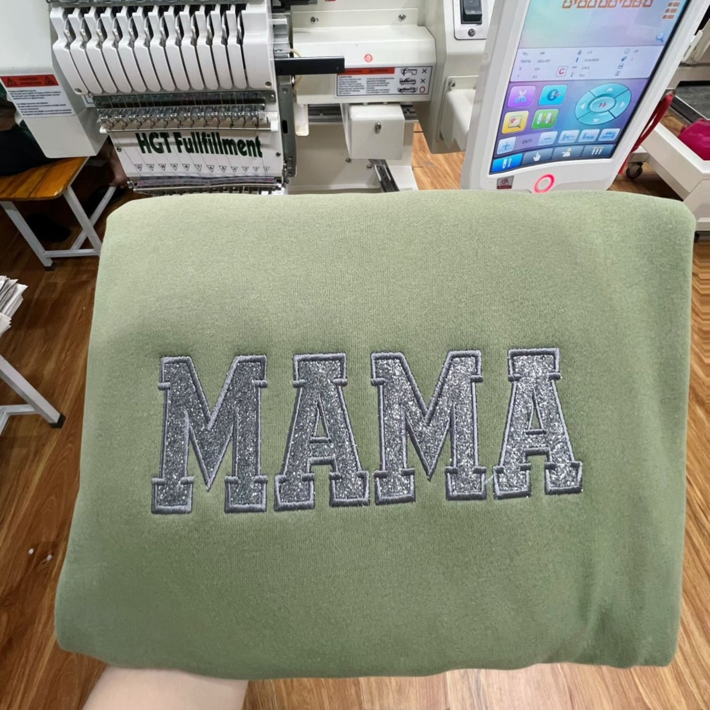 Personalisierter Bestickter Mama Glitzer Sweatshirt - Besticktes Mama Shirt mit Namen der Kinder