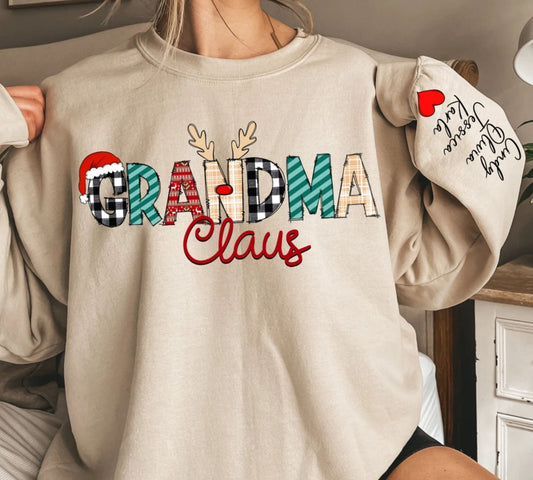 Personalisiertes Weihnachts Grandma Claus Sweatshirt und Hoodie – Weihnachtsgeschenk für Oma