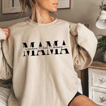 Personalisiertes Mama-Sweatshirt mit Kindernamen, Muttertagsgeschenk für Mama