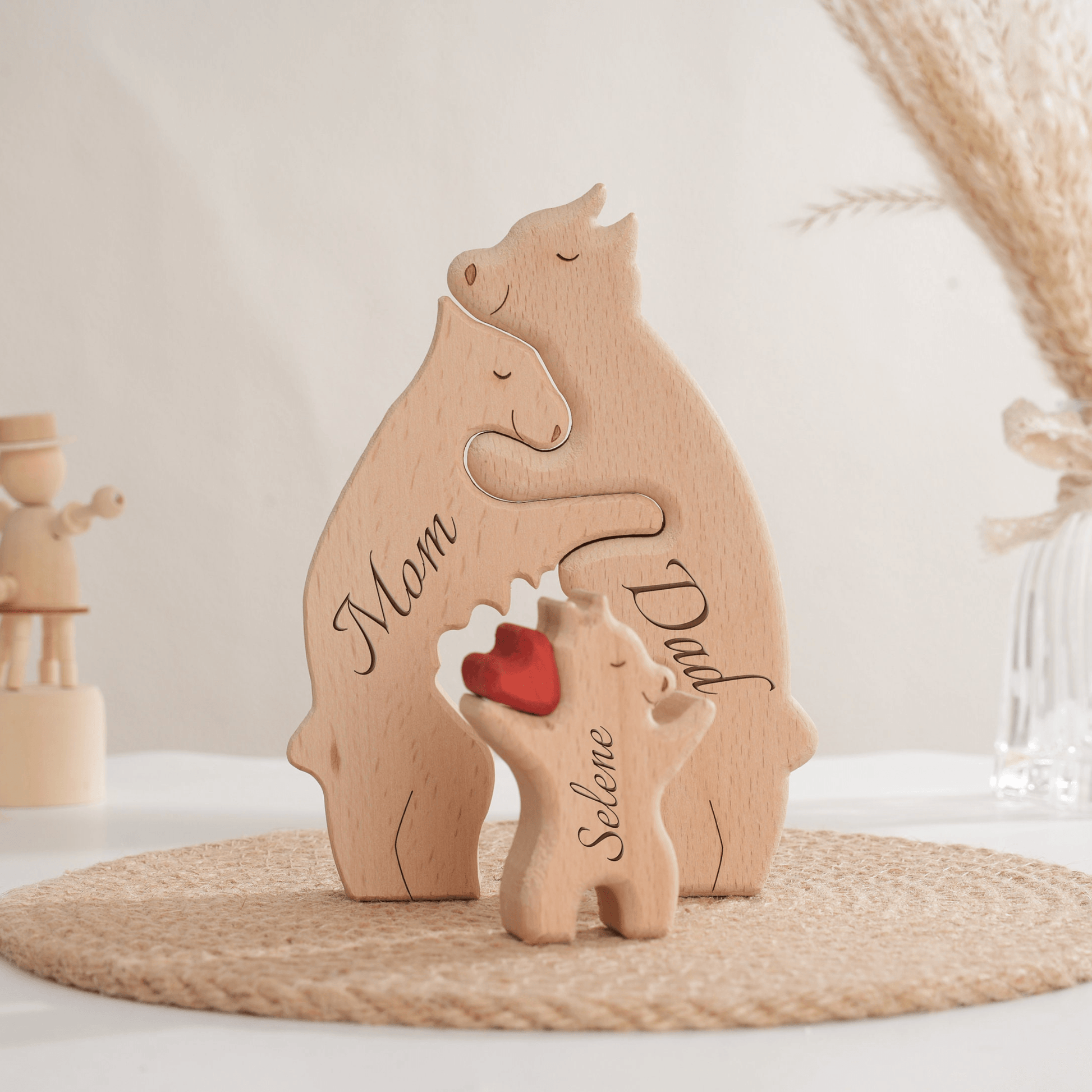 Bear Family Wooden Puzzle - Custom Family Name Gift for Parents and Children - GiftHaus