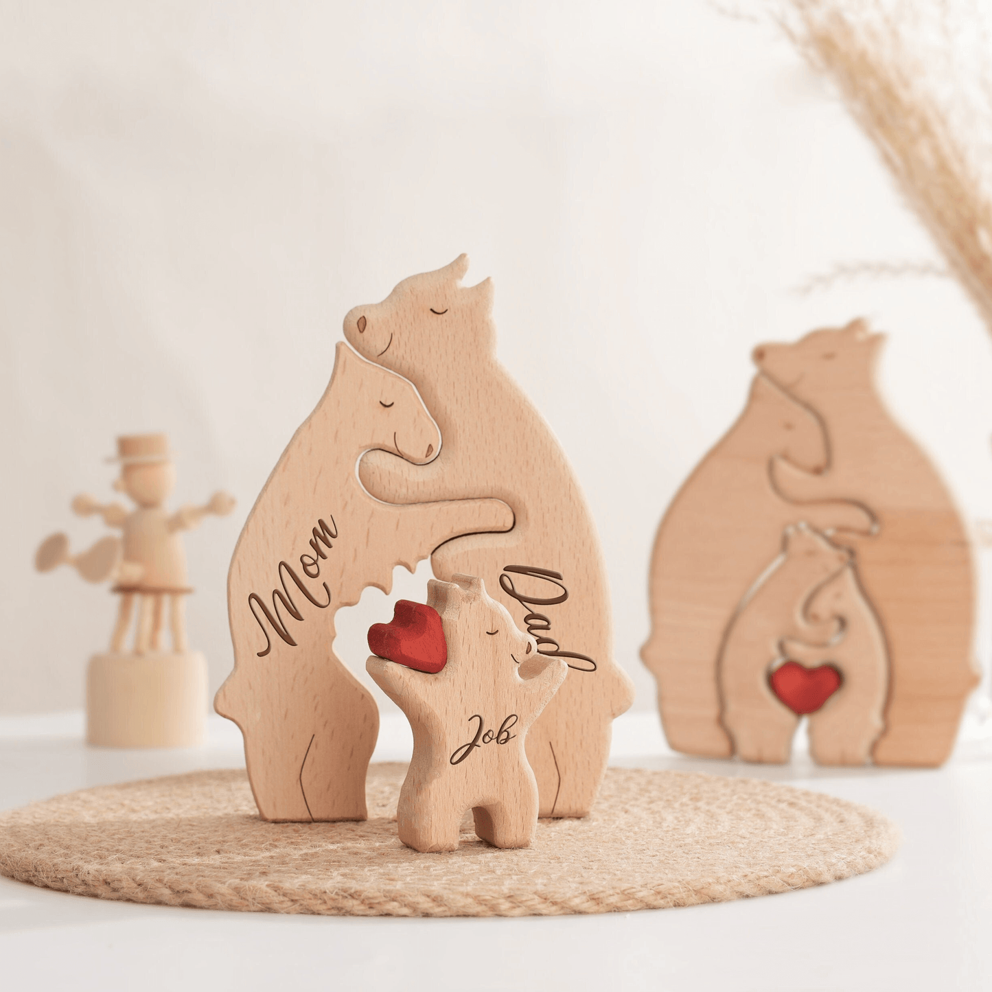 Bear Family Wooden Puzzle - Custom Family Name Gift for Parents and Children - GiftHaus