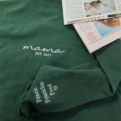 Benutzerdefiniertes Mama Sweatshirt mit Kindernamen bestickt - Mama Geschenke - GiftHaus