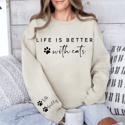 Besseres Leben mit Katzen Sweatshirt - Für Katzenliebhaber - GiftHaus
