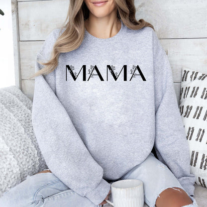Besticktes Floral Mama Sweatshirt, Mama Rundhalspullover - Geschenk für Mütter, Mama Hoodie - GiftHaus