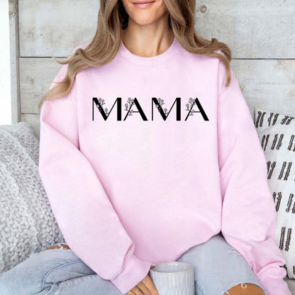 Besticktes Floral Mama Sweatshirt, Mama Rundhalspullover - Geschenk für Mütter, Mama Hoodie - GiftHaus