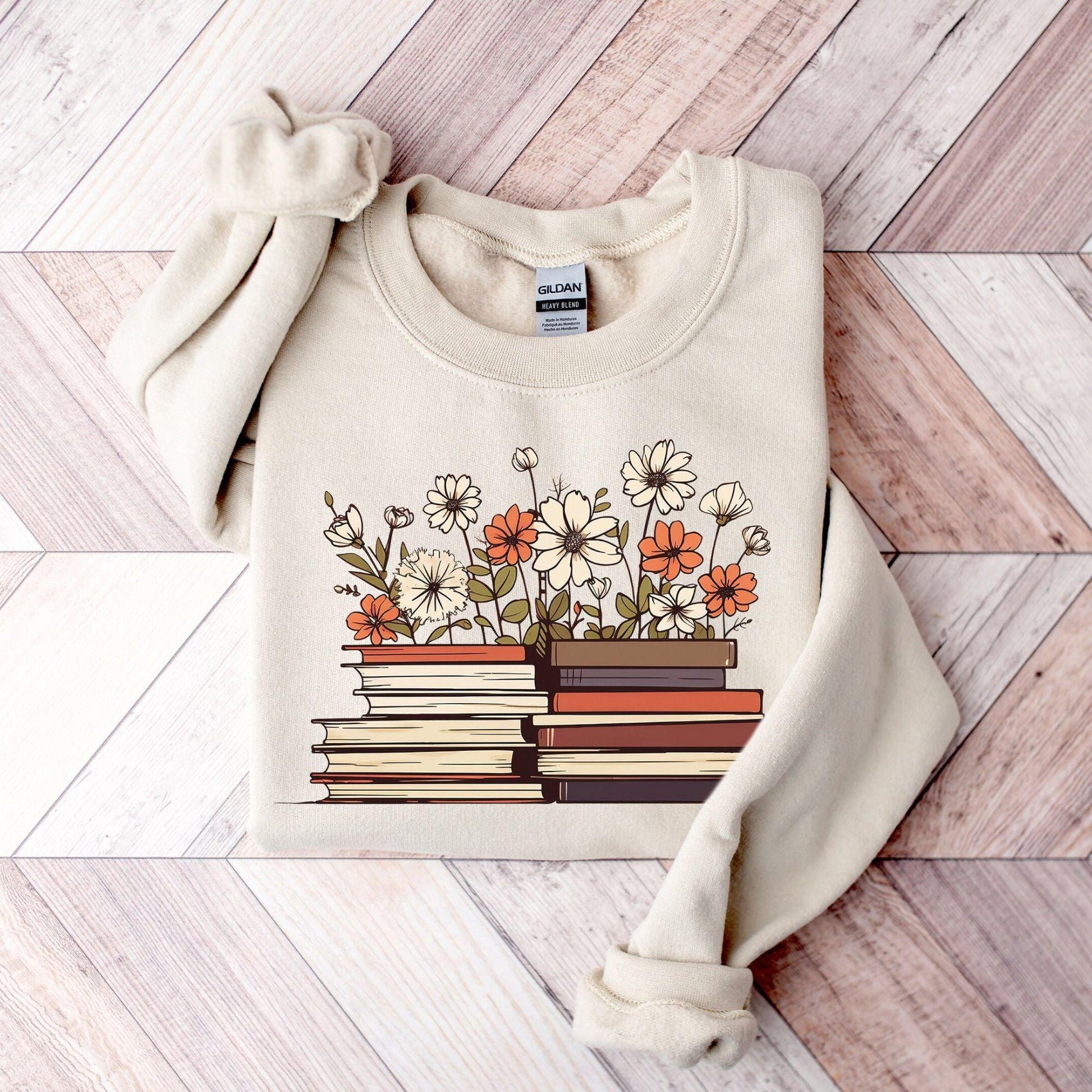 Blumen Buch Sweatshirt - Bücherwurm Geschenk - GiftHaus