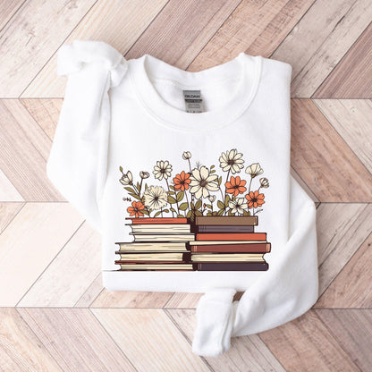 Blumen Buch Sweatshirt - Bücherwurm Geschenk - GiftHaus