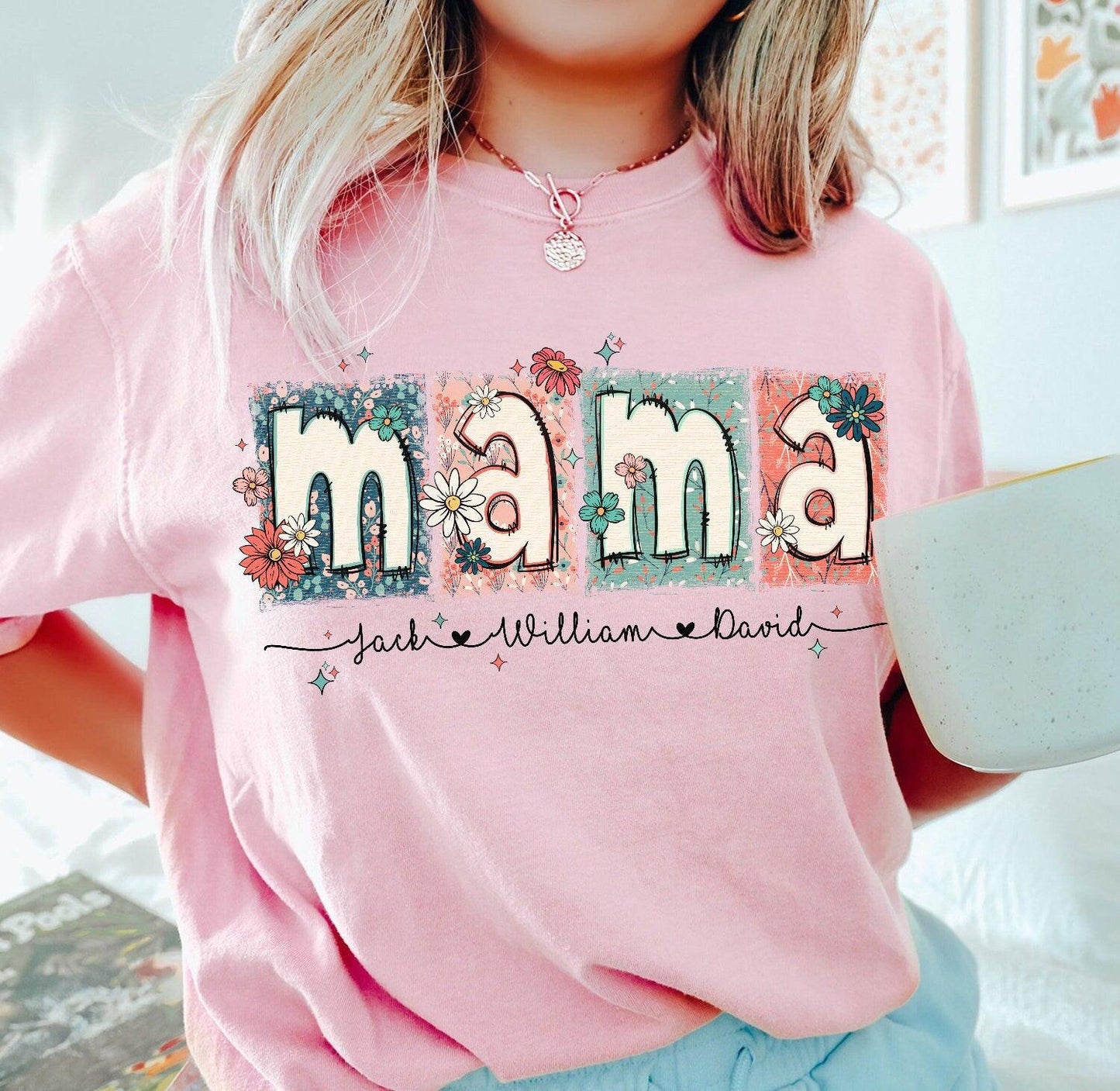 Blumenmama-T-Shirt - Personalisiertes Geschenk - GiftHaus