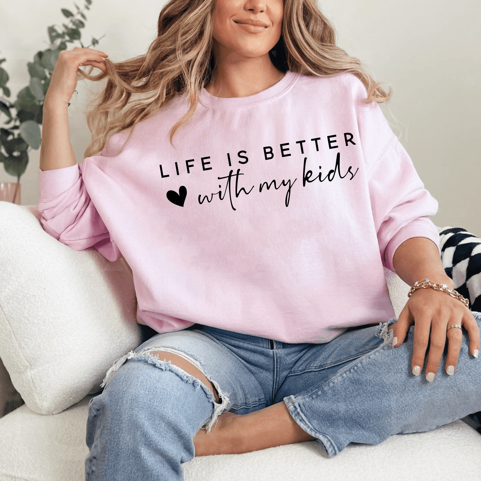 Das Leben ist schöner mit meinen Kindern - Personalisiertes Sweatshirt - Elterngeschenk - GiftHaus