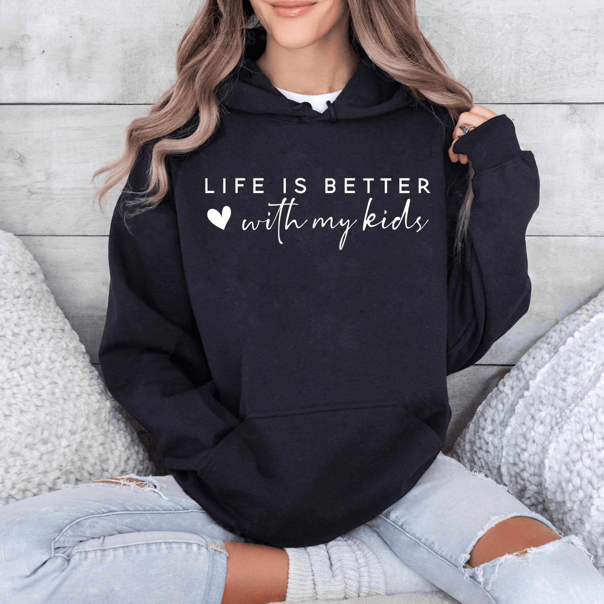 Das Leben ist schöner mit meinen Kindern - Personalisiertes Sweatshirt - Elterngeschenk - GiftHaus