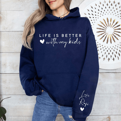 Das Leben ist schöner mit meinen Kindern - Personalisiertes Sweatshirt - Familiengeschenk - GiftHaus