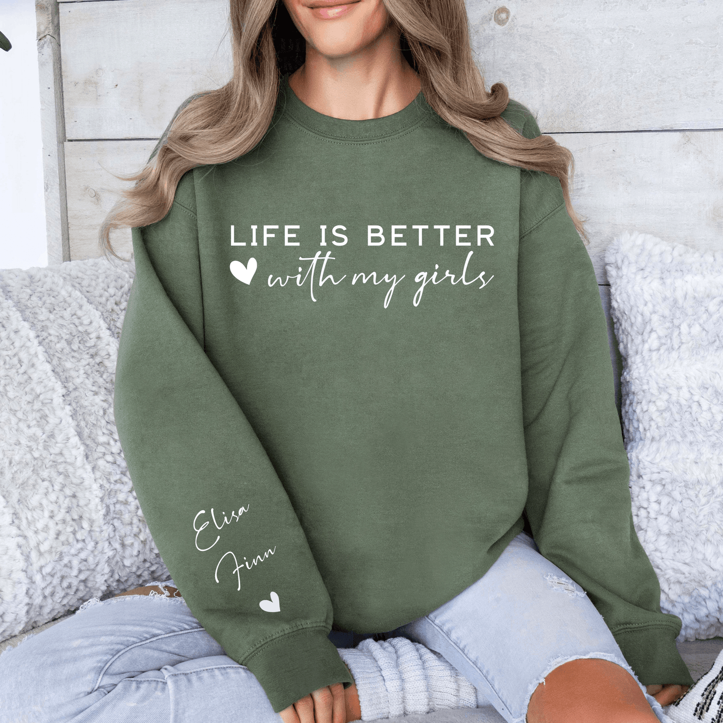 "Das Leben ist schöner mit meinen Mädchen" Personalisiertes Sweatshirt - GiftHaus