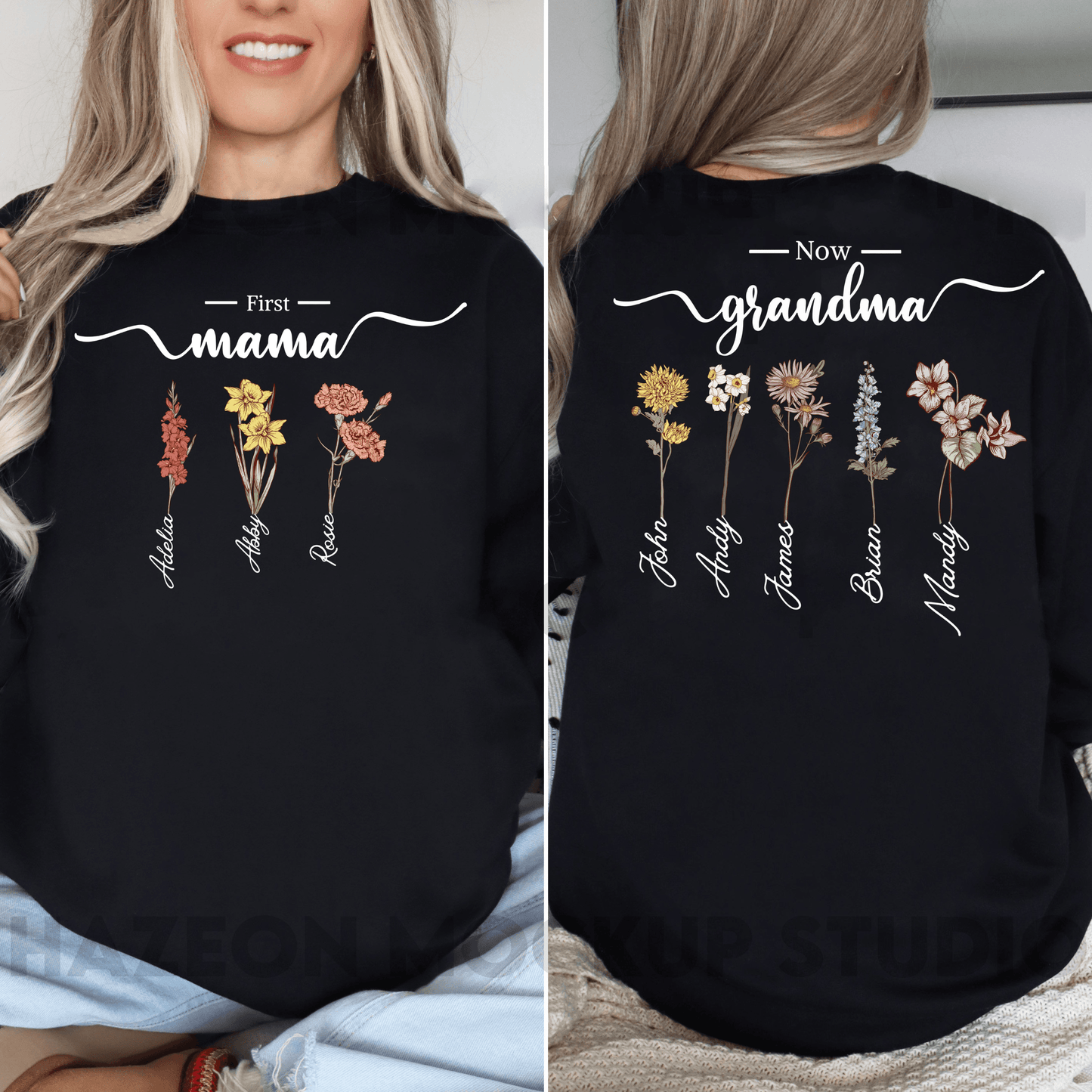 Familienblüten - Personalisiertes Sweatshirt für Großmütter - GiftHaus