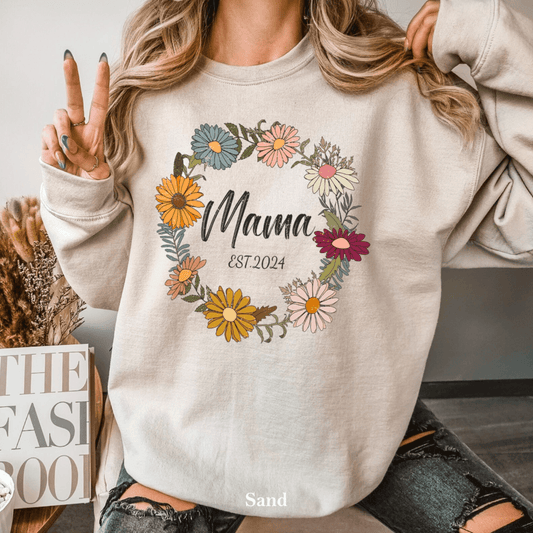 Floraler Mama Sweatshirt - Personalisiertes Jahresgeschenk - GiftHaus