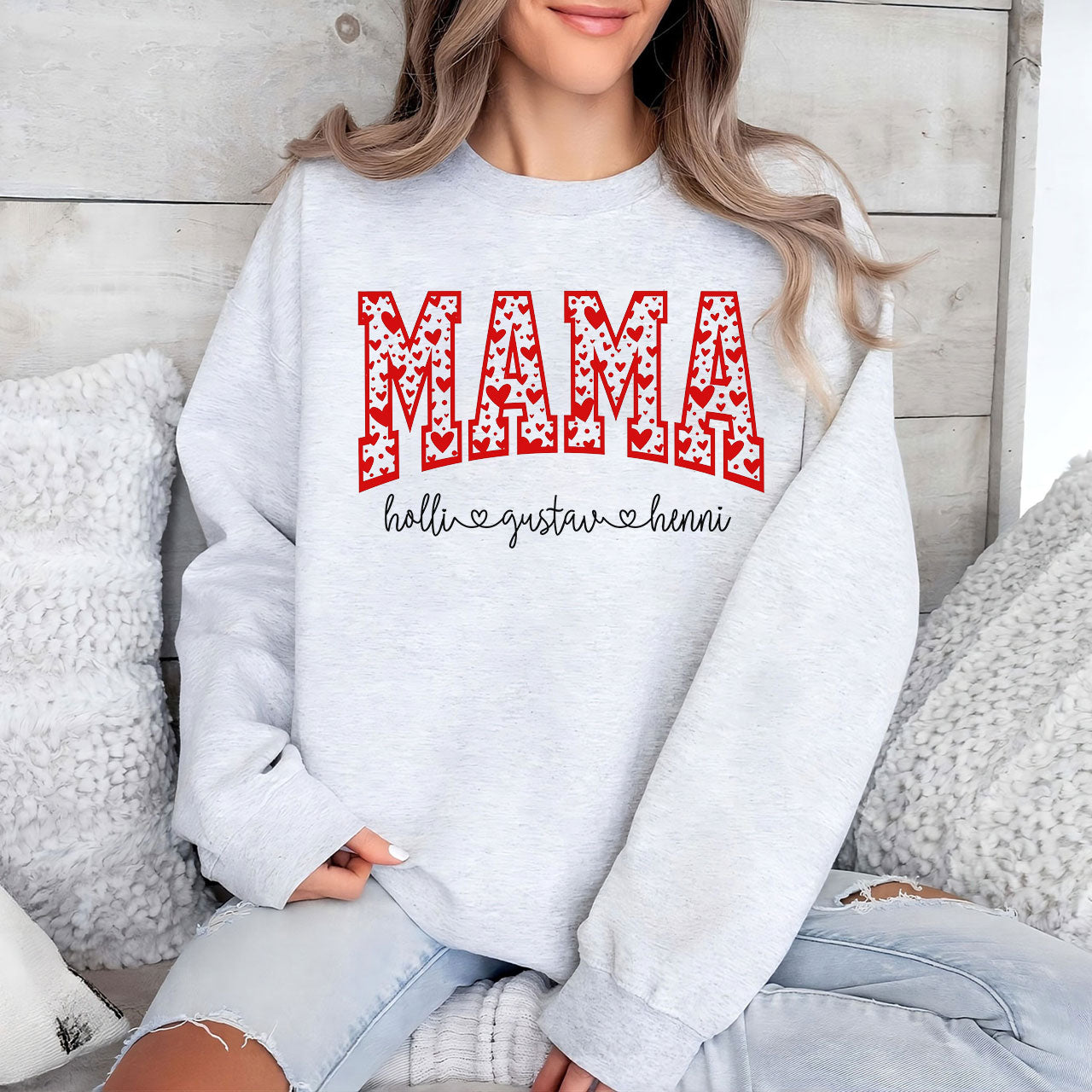 Valentinstag Mama Pullover mit Kindernamen – Liebevolles Geschenk für Mama