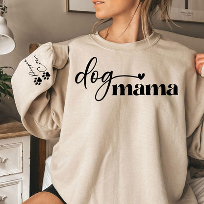 Hunde Mama Sweatshirt mit Name auf dem Ärmel - Geschenk für Hundemama - GiftHaus