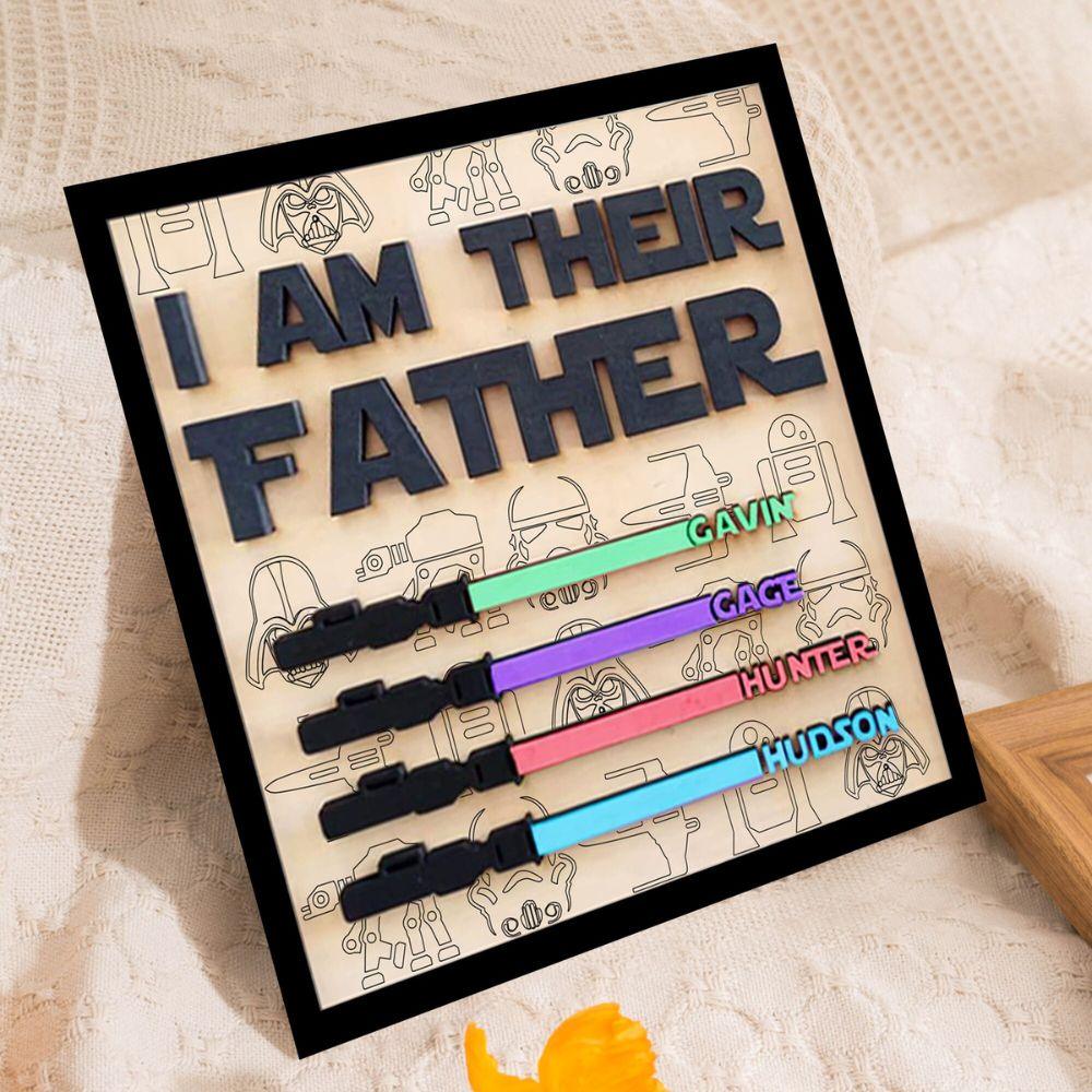 Ich bin ihr Vater-Schild, personalisiertes Geschenk für Papa, individuelles Lichtschwert-Schild, Vatertagsgeschenk - GiftHaus