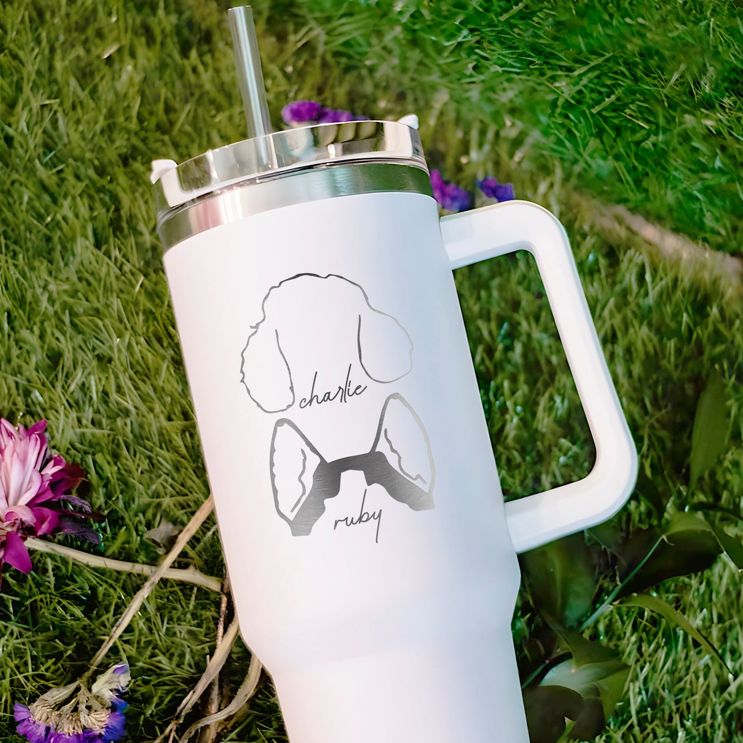 Personalized Dog Mom Tumbler with Handle, Custom Mother's Day Gift