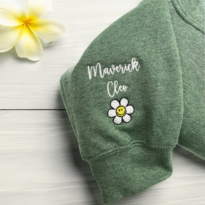 Embroidered 'Mama' Collar Sweatshirt with Kids' Names & Icon - Unique Family Gift