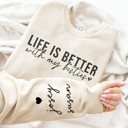 Individuelles 'Das Leben ist schöner mit meinem besten Freund' Sweatshirt und Hoodie - Bestie Geschenk - GiftHaus