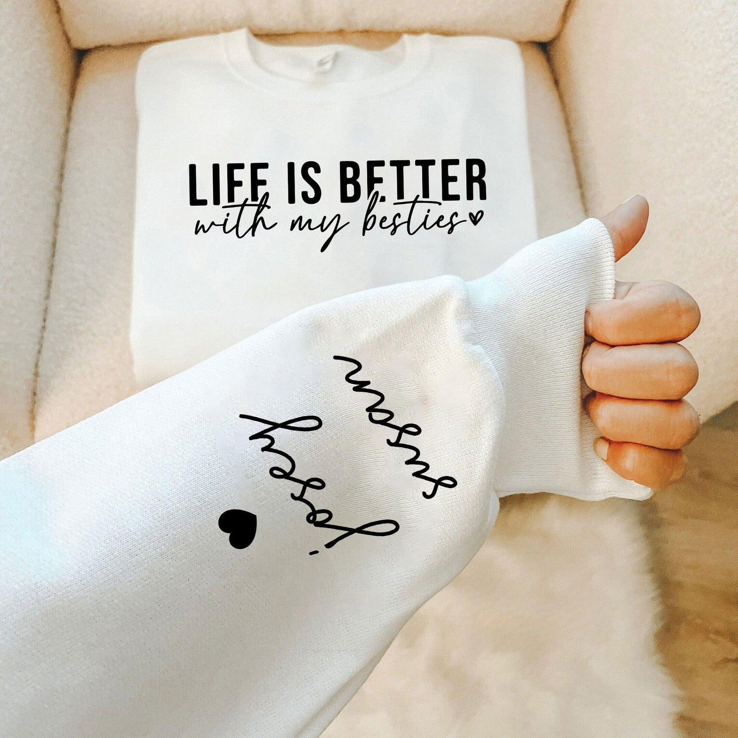 Individuelles 'Das Leben ist schöner mit meinem besten Freund' Sweatshirt und Hoodie - Bestie Geschenk - GiftHaus