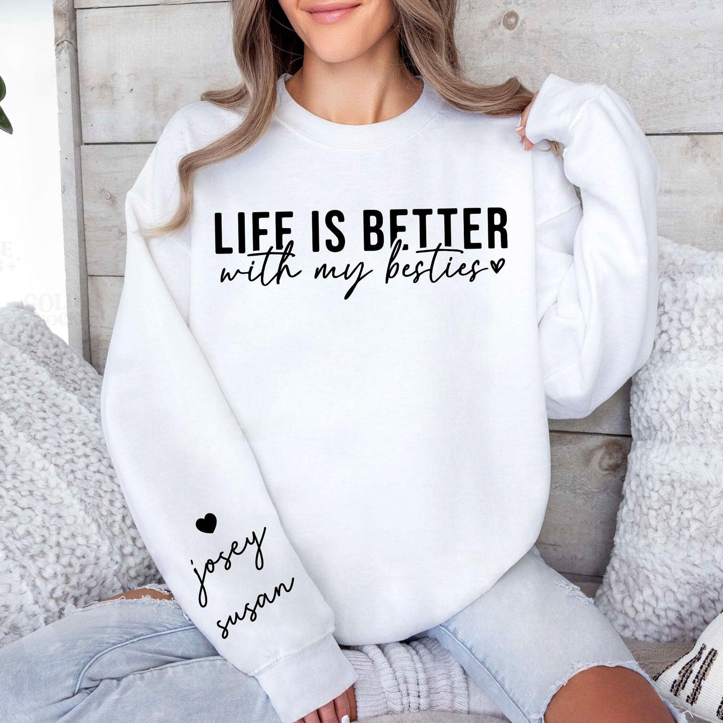 Individuelles 'Das Leben ist schöner mit meinem besten Freund' Sweatshirt und Hoodie - Bestie Geschenk - GiftHaus