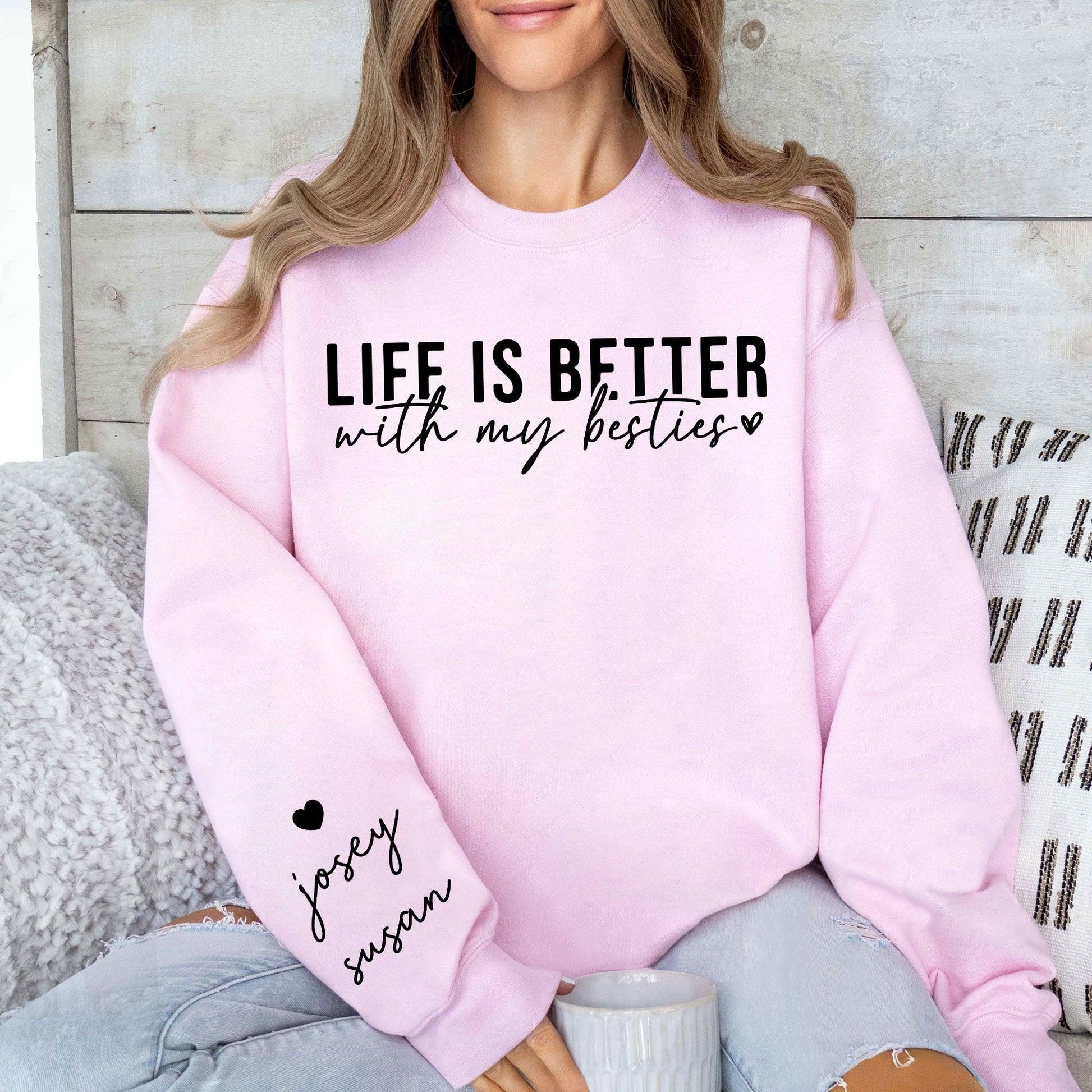 Individuelles 'Das Leben ist schöner mit meinem besten Freund' Sweatshirt und Hoodie - Bestie Geschenk - GiftHaus