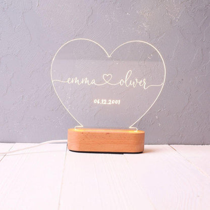 Individuelles Nachtlicht als Valentinstagsgeschenk – Jahrestagsgeschenke – romantisches Geschenk für Paare - GiftHaus