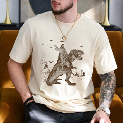 Jesus Riding Dinosaur T-Shirt - Funny Shirts - GiftHaus